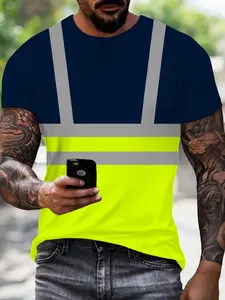 Men's Short Sleeve 3D Digital Print T-Shirt, Casual Slim-Fit Round Neck, Comfortable Knitted Top, Ideal for Daily Streetwear, All Seasons