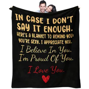 Heartwarming text-printed blanket, Soft Comfy Blanket, Simple black background with text design,Creates a warm and comforting atmosphere,Suitable for all seasons,Ideal for use on sofas, beds, during travel, and in various settings,Makes a perfect gift