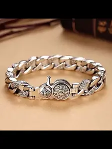 Ethnic Style Men's Six Character Mantra Bracelet, Rotatable Trendy Wide Version Retro Bracelet, Exquisite Trendy Bracelet, Adjustable Bracelets