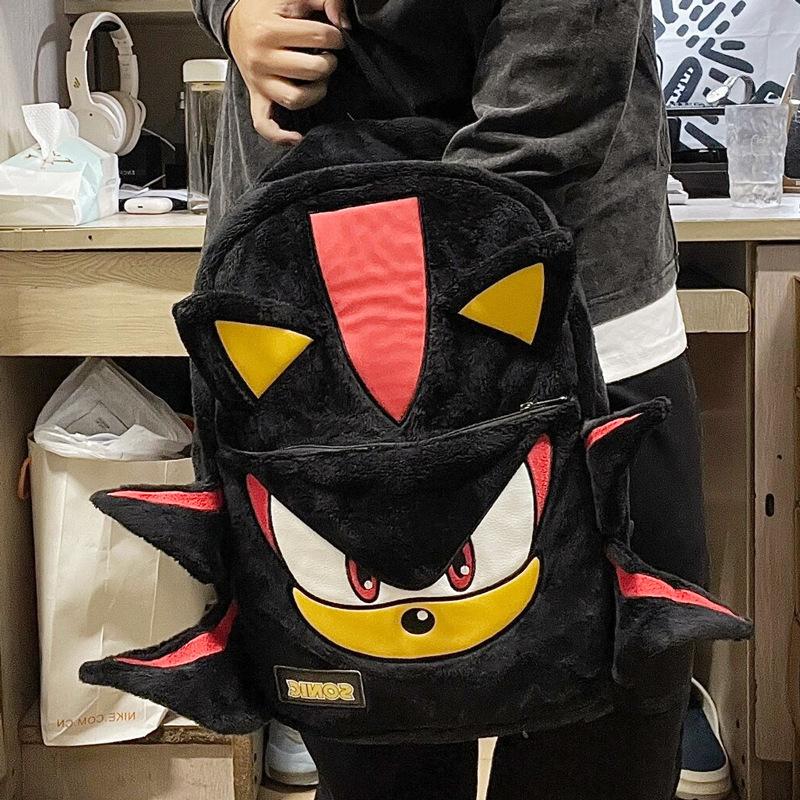 Sonic Shadow Black Fur Backpack Casual Bag Trendy Schoolbag