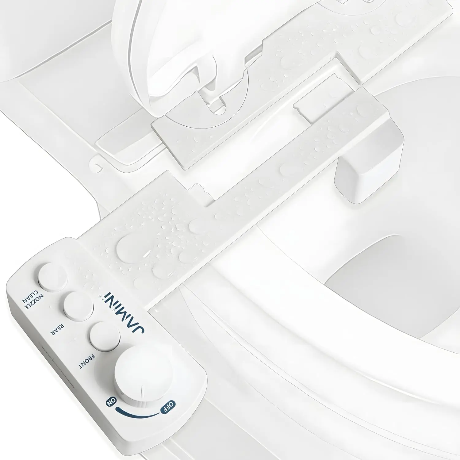 Jamini Ultra-Slim Detachable Bidet Attachment for Toilet – Non-Electric Cold Water, Self-Retraction Dual Nozzles, Step-less Pressure Dial, Dedicated Cleaning Mode, CA65 Certified