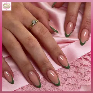 24pcs French Almond Edge Nail Tips Set, Includes Jelly Glue & File, Reusable False Nails for Women Party Daily Wear, French Almond Shape