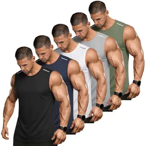 5PCS Men’s Outdoor Casual Tank Tops, suitable for hiking, running, cycling, fishing, basketball; crew neck tank tops, machine washable; hiking apparel, athletic style, durable construction, high-performance clothing, for fitness enthusiasts. summervibes