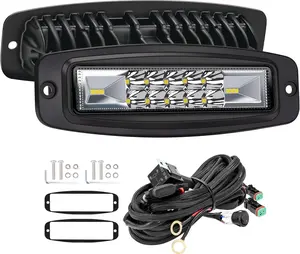 YCHOW-TECH 2PCS 7in 120W Compact Aluminum LED Car Lights - CREE Dual Beams 12000LM Flush Mount Pods with Easy-Install Wiring Harness for Trucks, Pickups, Led Backlights