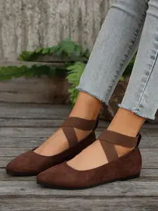 Women's Fashionable Plain Color Ballet Flats, Casual Comfortable Buckle Decorated Flat Shoes for Daily Wear, Lightweight Breathable Shoes for Women & Girls, Running