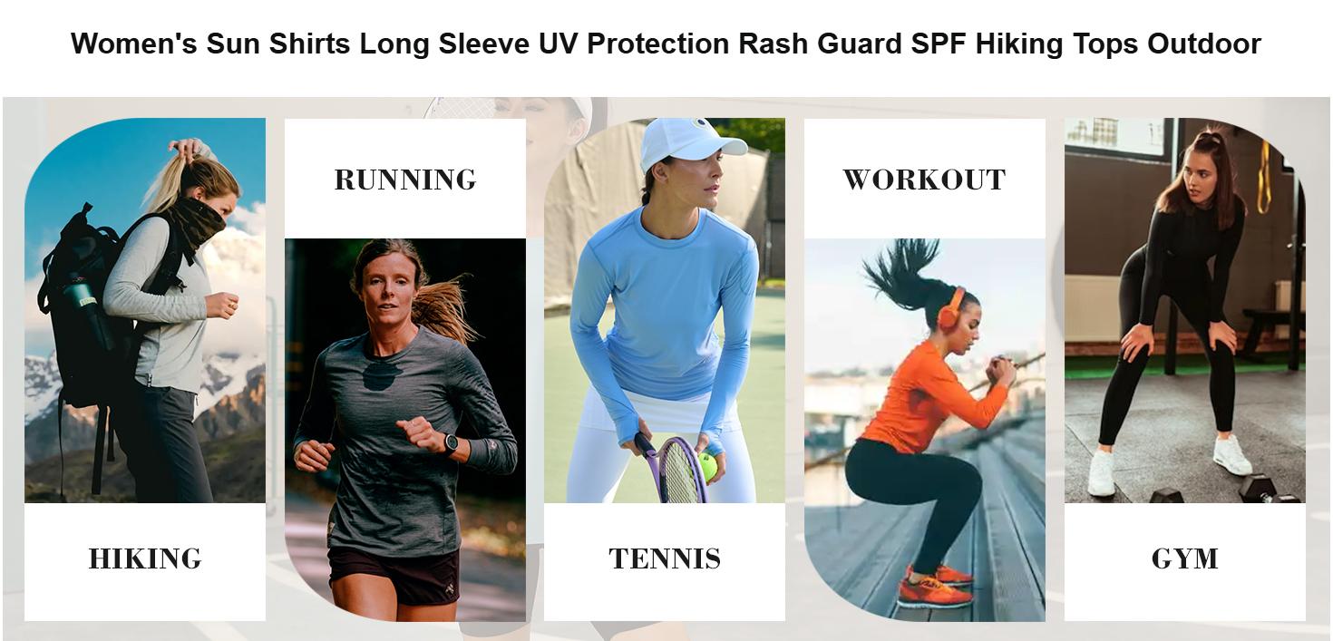 KevaMolly Workout Tops for Women Long Sleeve UPF 50+ UV Protection Sun Shirt Lightweight Quick Dry Rash Guard Hiking Shirts