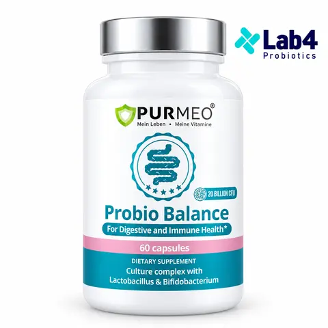 Purmeo Targeted Balance IBS Probiotics Supplement - Patented Lab4 Probiotics, Diarrhea Relief, Relieve Constipation, IBS Relief, 20B CFUs, Gut Issues Support, Dietary, Vegan Safe, Gluten Free, GMO-Free, Shelf Stable, 60-Day Supply