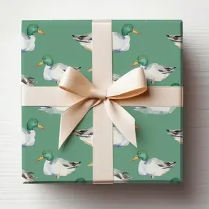 Mallard Duck Baby Shower Gift Wrap, Duck Wrapping Paper Roll, Cute Duck Wrapping Paper, Painted Duck Baby Shower Wrapping Paper