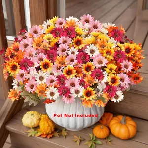 16 Bundles Autumn Outdoor Artificial Flowers, UV Resistant, 5 Colors, Fake Daisy Plants, Long-Lasting, Indoor/outdoor Decor, Wedding, Garden Beautification