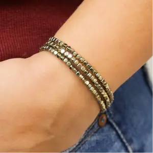 Simon - Three Strand Gold Beaded Accent Bracelet