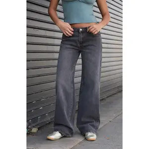 John Galt Women's Washed Black Low Rise Straight Leg Jeans