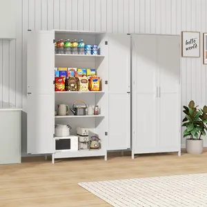 INTERGREAT Pantry Cabinets, Kitchen Storage Cabinets with 2 Door and Adjustable Shelves, White Kitchen Pantry Cabinet, Freestanding Cupboard for Dining Room, Living Room, Bathroom