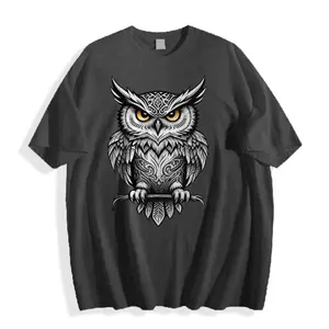 Vintage Spirit Owl Tribal Graphic T-Shirt - Wisdom & Guardian Bird Tee, Boho Mystical Nature Top, Unique Gift for Owl Lovers & Dreamers
