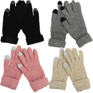 4 Pairs Women's Winter Touch Screen Gloves Soft Warm Fleece Lined Knit Elastic Cuff Texting Gloves 4 Pairs Women's Winter Touch Screen Gloves Soft Warm Fleece Lined Knit Elastic Cuff Texting Gloves