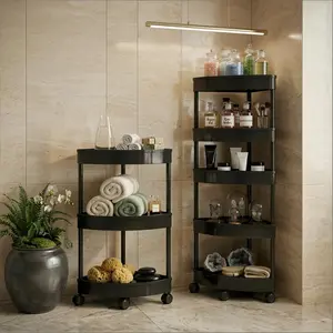 Name 3/4-Tier Tripod Bathroom Storage Rack Space-Saving Corner Organizer for Toiletries Stable Design Easy Assembly Practical Solution for Limited Space