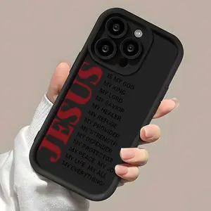 Phone case for iPhone17/ 16 Pro Max 15 Plus 14 13 12 11 Trendy Jesus Christian Pattern Shockproof Silicone TPU Bumper Drop Protection Cover