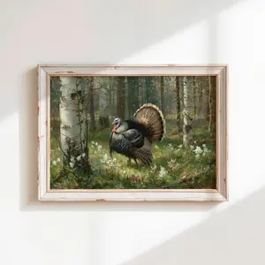 Vintage Wild Turkey Painting, Rustic Gobbler Art Print, Antique Turkey Wall Decor, Classic Wildlife Artwork, Perfect Gift for Hunters & Nature Lovers