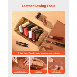 VEVOR Leather Working Tools Kit, 38 PCS Leather Craft Tools with Portable Canvas Storage Bag, Engraving Punching Sewing Stamping Cutting Tools, Ideal for Beginners DIY Enthusiasts and Professionals