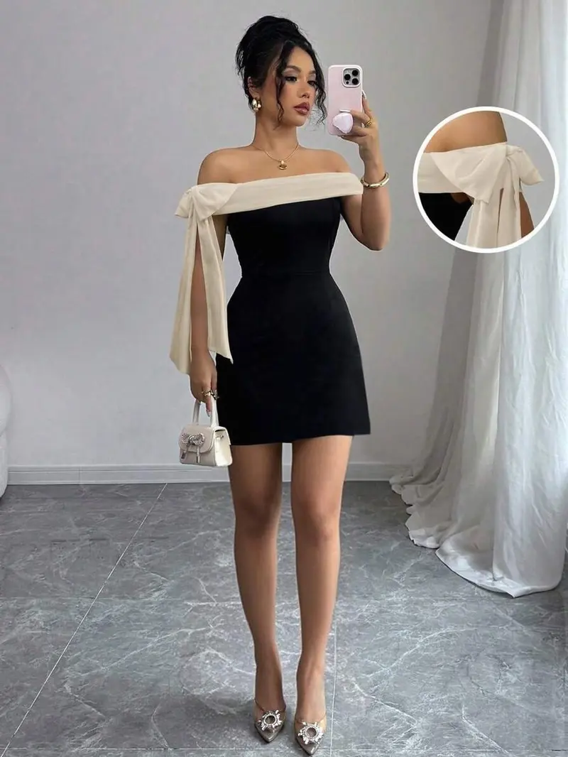 black and white dress off shoulder mini - TikTok Shop black and white dress off shoulder mini - TikTok Shop