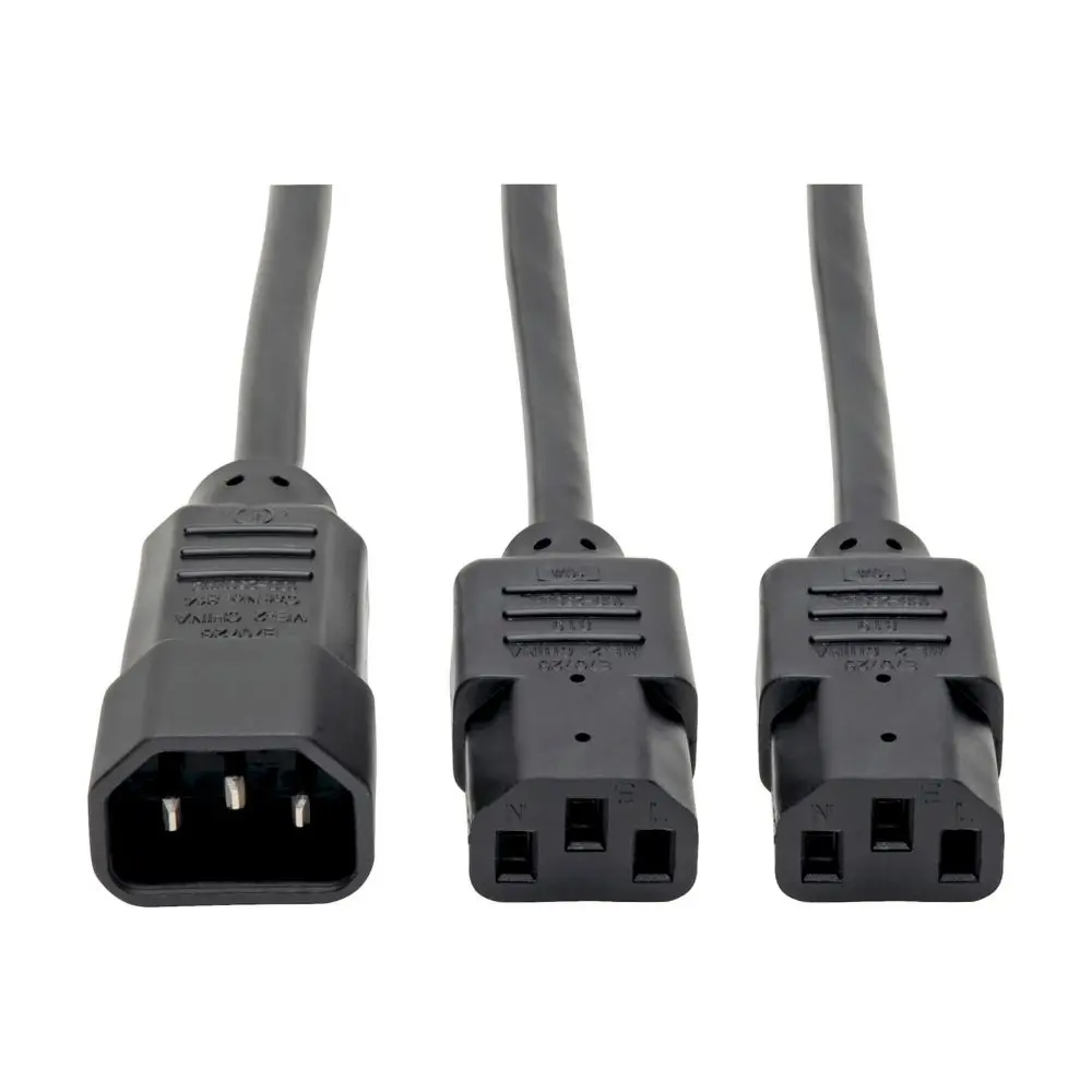 Eaton P004-006-2C13 C14 Male to C13 Female Multi-Connector Cable Splitter, 10A Capacity, 18 AWG, 6 ft (1.83 m), Black Space Saver Outlet Extender, Reduces Clutter, Adds Flexibility