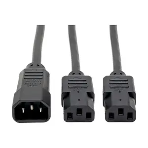Eaton P004-006-2C13 C14 Male to C13 Female cable Splitter, 10A, 18 AWG, 6 ft. (1.83 m), Black