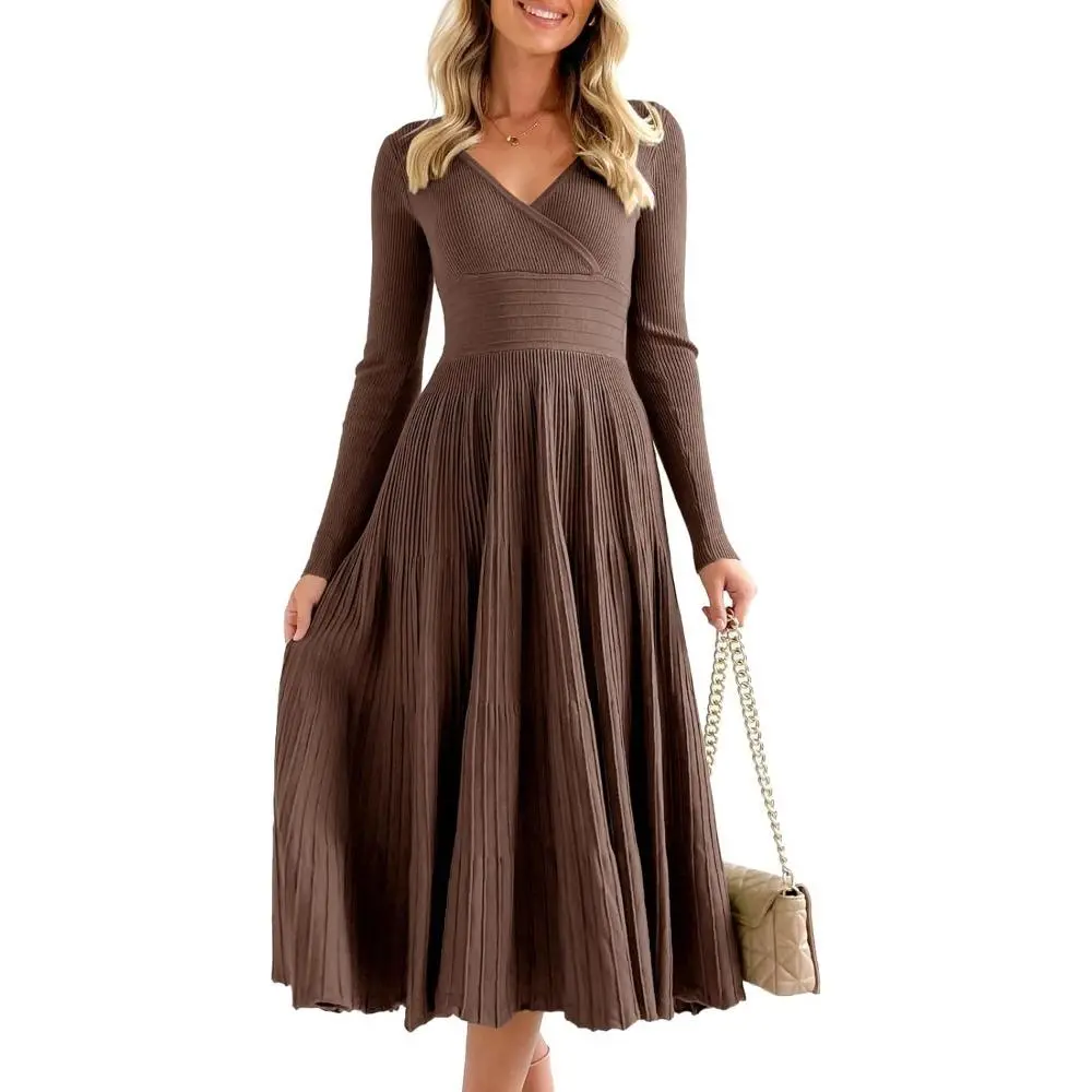 Saodimallsu Womens Long Sleeve Midi Sweater Dress Wrap V Neck Pleated A Line Fit Flare Elegant Knit Maxi Dress Casual Bride - TikTok Shop Saodimallsu Womens Long Sleeve Midi Sweater Dress Wrap V Neck Pleated A Line Fit Flare Elegant Knit Maxi Dress Casual Bride - TikTok Shop