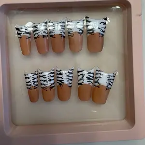 Zebra print acrylic nails