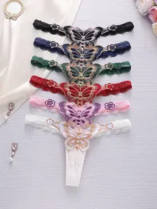 Women's Thong Panties Set, Fashionable Bow Butterfly Design, Sexy Low Waist Underwear, 6 Pieces Pack, Comfortable and Stylish, Drop Waist Panties