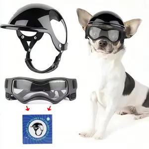 Pet Helmet Set with Glasses, Safety Outdoor Motorcycle Hat for Dogs Cats, Pet Head Accessories, Dog Cat Bike Helmets, Pet Costume Accessory