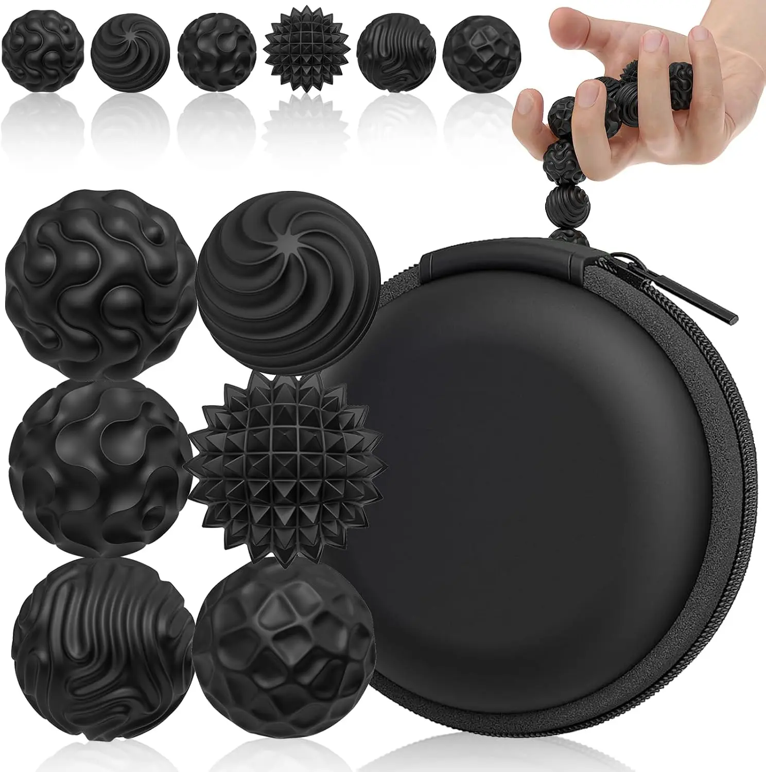 Silicone Magnetic Balls, Fidget Toys for Adults & Teens, 6PCS Stress Balls Fidget Toy, Quiet Magnet Desk Fidgets with Textured, ADHD Anxiety Relief Items, Fun Stocking Suffers Gifts