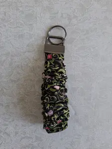 Black Floral Wristlet Keychain