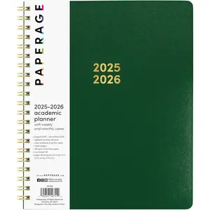 17 Month Academic Planner 2025-2026, Weekly & Monthly Spreads, August 2025 - December 2026, Large (8.5 in x 11 in), Dark Green