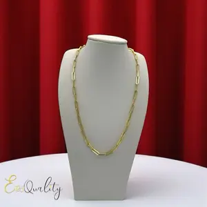 N158 Paper Clip Necklace -Gold Plated 14k