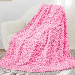 1pc 40*50inch Flannel Soft Leopard Pattern Fleece  Warm Sofa Blanket for Bed sofa