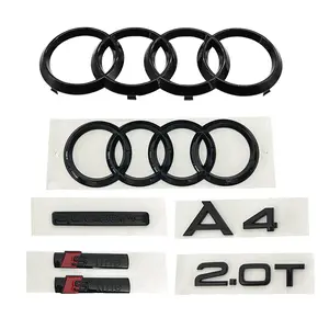 4Ring Logo 192mm 275mm ABS Car Hood Front Grill Rear Trunk Emblem Badge Sticker For Audi A4 2008-2017 2.0T Quarrto S line Emblem Car Sticker Automobile Styling Accessories