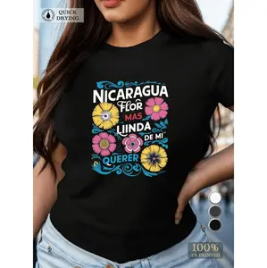Floral Nicaragua typography women's comfit t-shirt
