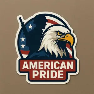 American Pride Patriotic Sticker, US Bald Eagle & Soldier Decal, Military Support, Durable Vinyl Sticker