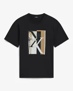 Express Classic Fit Tropical Split X Logo Cotton Graphic T-Shirt