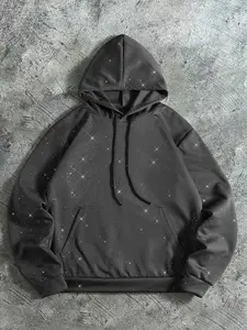 Constellation glitter powder hooded sweatshirt — a nightclub party photo prop; unisex loose glow-in-the-dark casual top