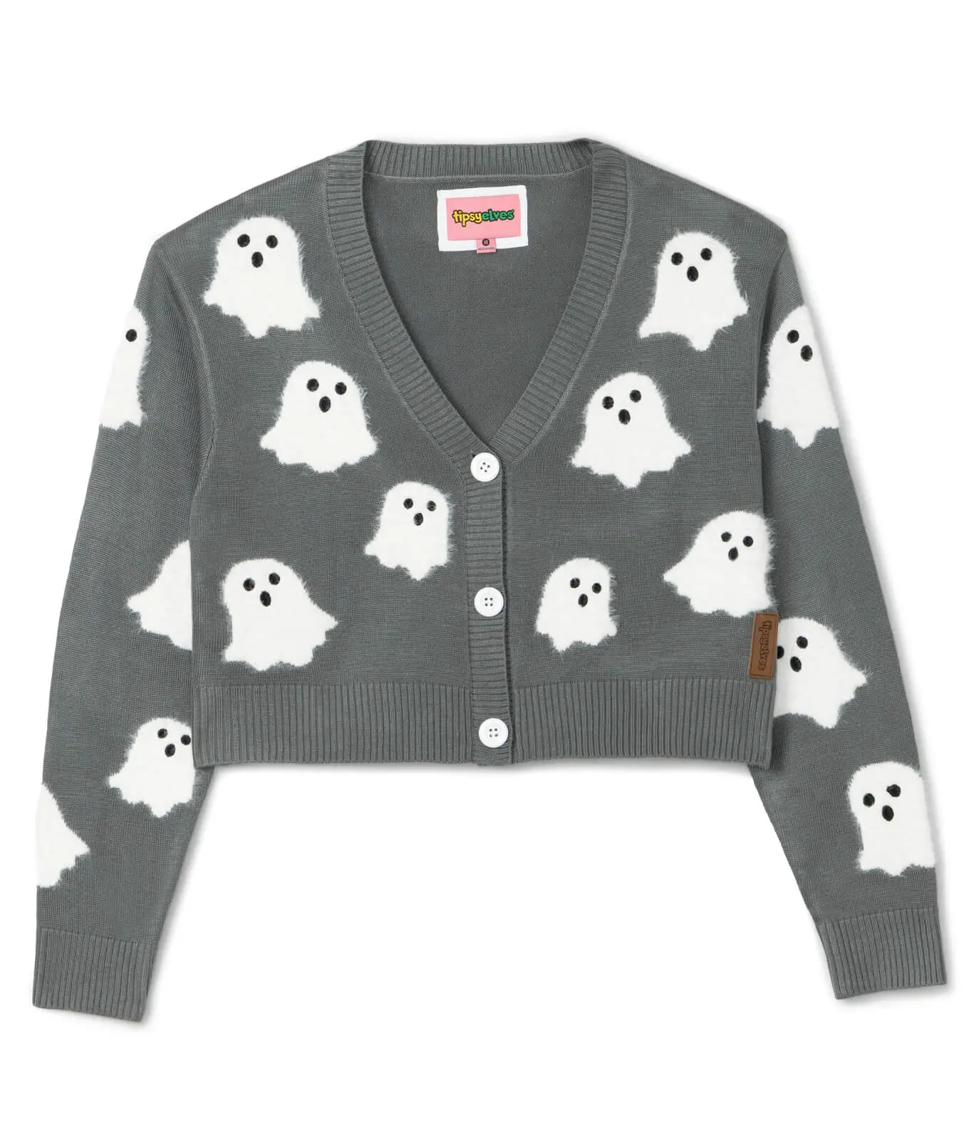 Women's Ghostly Glam Cardigan Sweater, Chic Long Sleeve Knitwear Piece for Halloween and Festive Style, Tops, Lady
