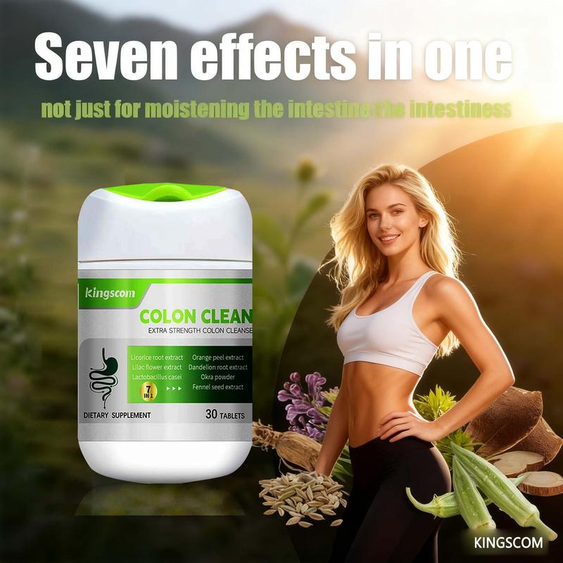 Kingscom Advanced Colon Cleanse -  Gut Health & Detox Support |Gut and Colon |  with Okra Fiber Formula & 60 Billion Probiotic- Support Bloating, Digestion & Immune Support for Men & Women  30 capsules  Healthcare Optimum Fitness
