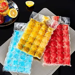 Disposable Ice Cube Bags - 100 Stackable Self-Sealing Trays for Cocktails Food Wine - 2400 Ice Cubes - Cold Ice Pack Cooler Bags - Easy Release & Convenient Storage
