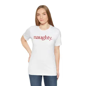 Naughty Tee, Short Sleeve Shirt | Minimal Red Flirty Text