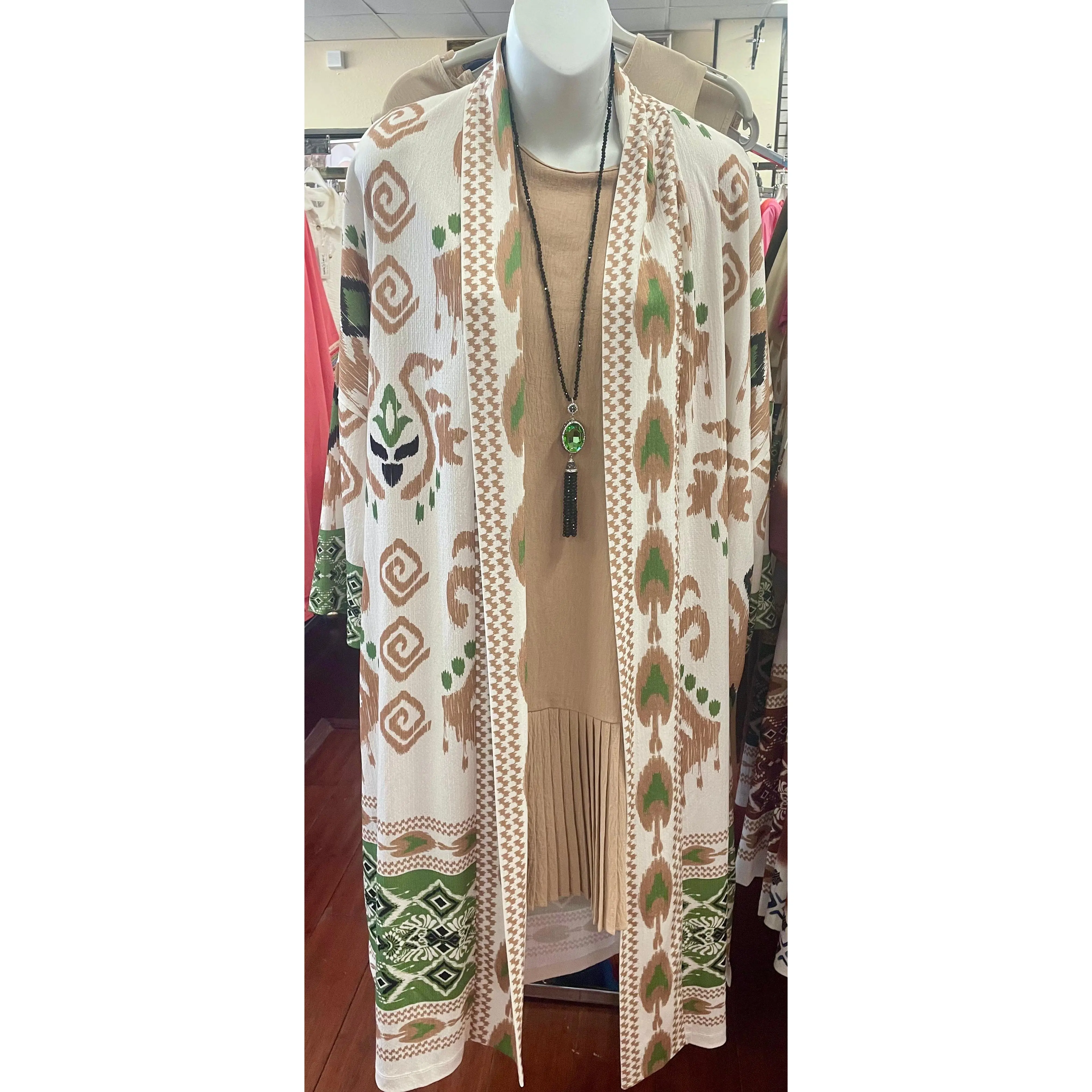 iKOLL Bedouin Oversize Cardigan - Green & Camel