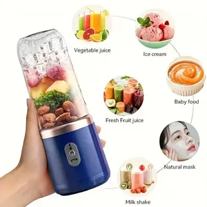 Portable USB Charging Juicer Blender, 6 Blades Dual Function Wireless Portable Juicer, PC Food Grade Plastic, Fast Fruit Smoothie Maker