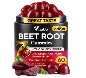 Beet Root Gummies – Beetroot Supplement with CoQ10, Grape Seed, Vitamin C, B12 & B3 – Nitric Oxide Gummies for Circulation Support – Beet Supplement for Energy & Immune Support – 60 Beets Chews