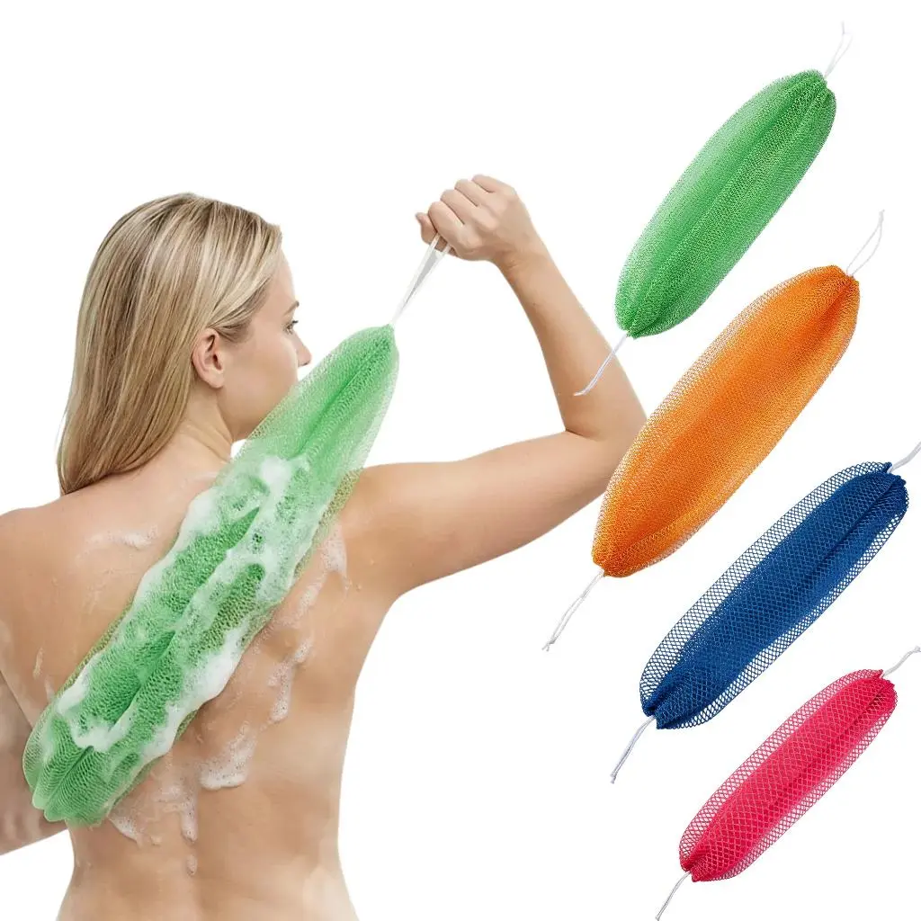 Elastic Nylon Mesh Back Scrubber With Pull Rope For Shower, 2026 Popular Exfoliating Bath‑Accessory, Stretch‑Resistant Durable Sauna Towel For Body‑Cleaning And Dead‑Skin Removal