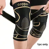 【Black Friday】1-Piece Copper-Infused Compression Knee Sleeve with Adjustable Strap, Durable Nylon Blend Material, Sports Knee Sleeve for Knee Support & Stability
