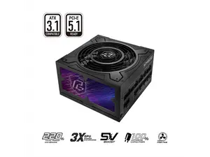 ASRock Phantom Gaming PG-1000G 1000W 80 PLUS GOLD & Cybenetics GOLD Full Modular Power Supply, ATX3.1 & PCIe5.1 Ready with Dual Color 12V-2x6 Cable, 10 Years Warranty