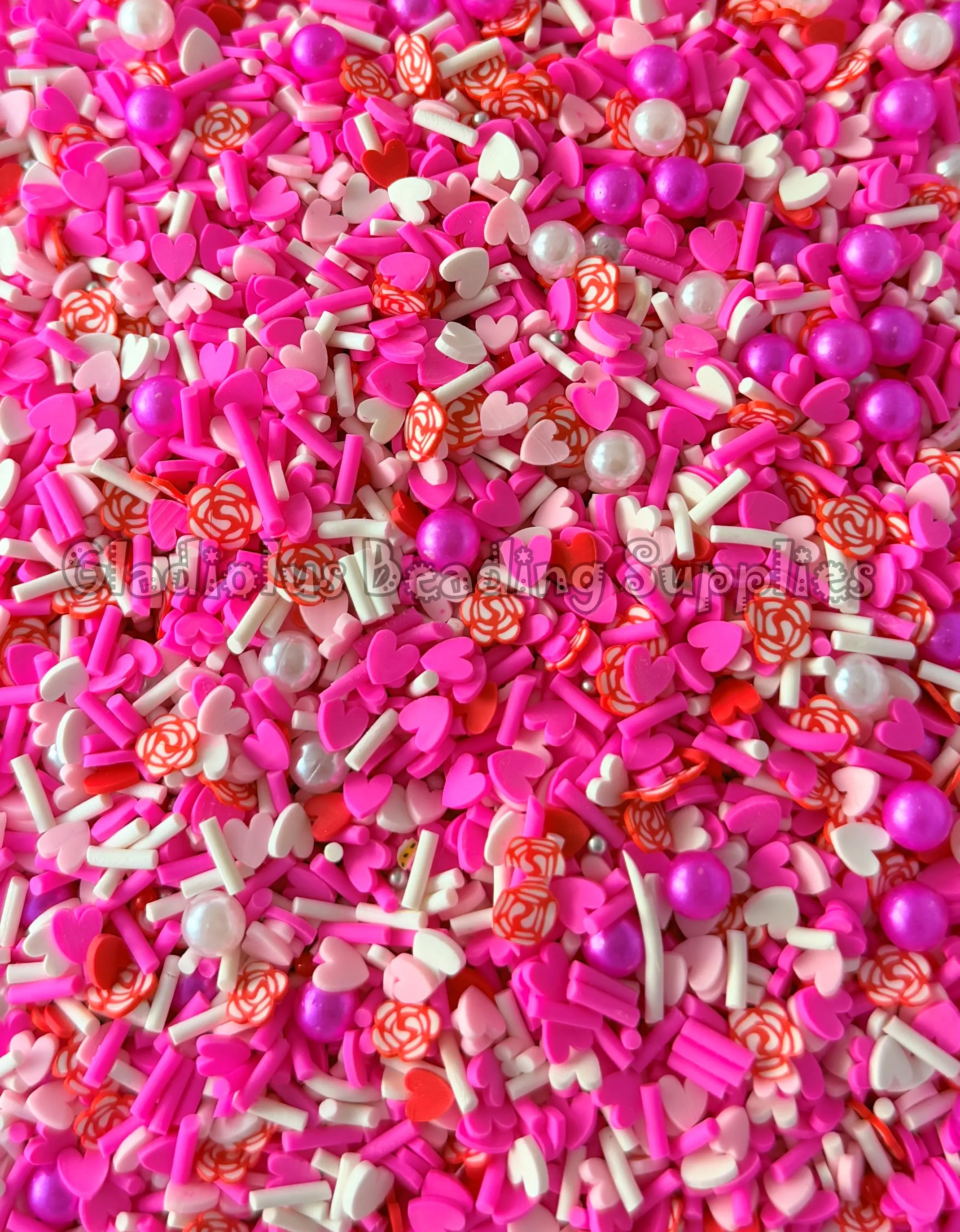 Heart Clay Slices, Valentine Clay Slices, Non-Edible Heart Sprinkle Mix, Polymer Clay, Fake Sprinkles, Nail Art Supplies, Shaker Mix